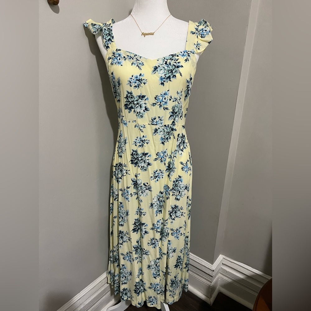 Loft yellow midi dress, NWT